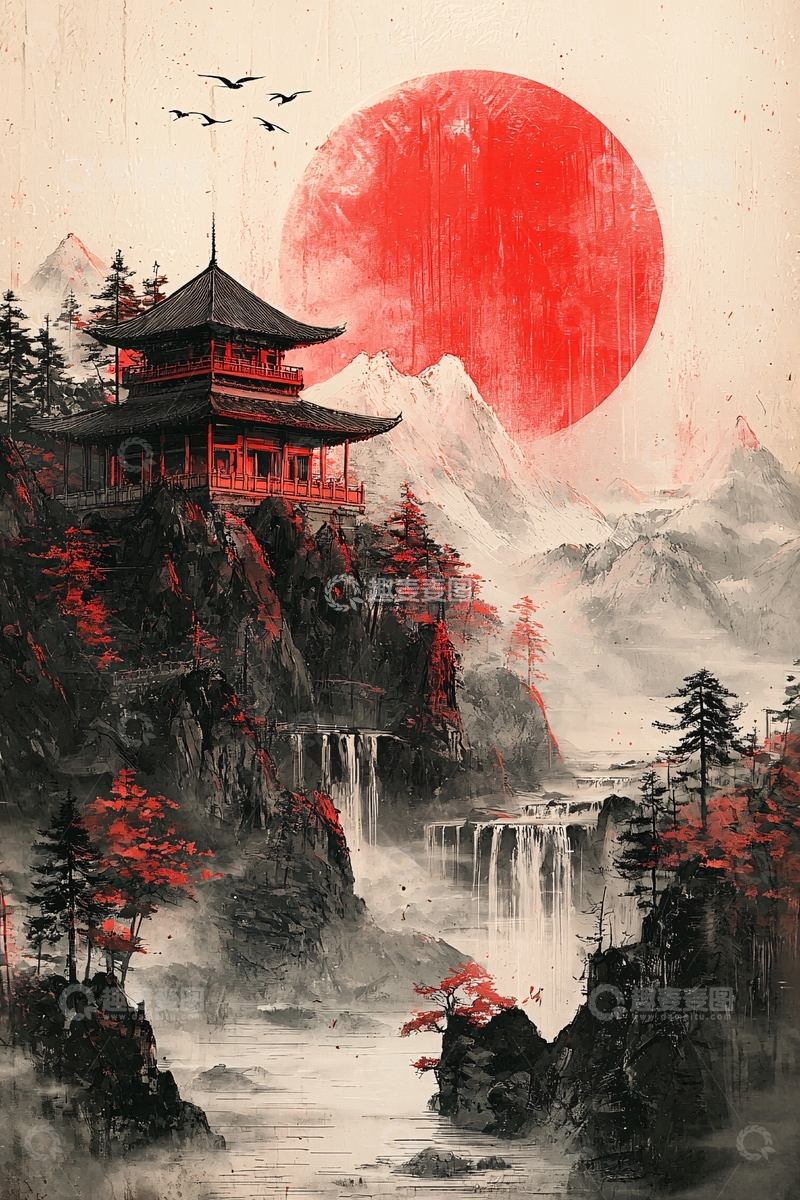 高清大图下载【趣麦麦图】日本寺庙在山顶