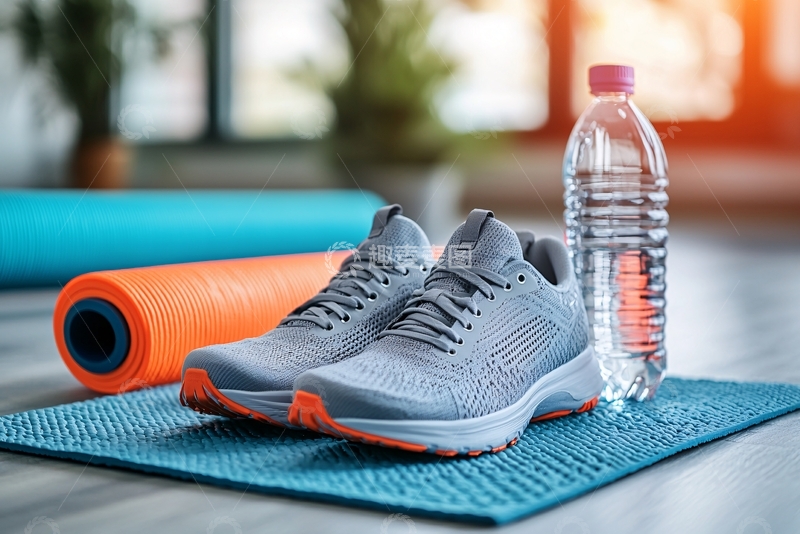 高清大图下载【趣麦麦图】运动鞋和健身器材特写