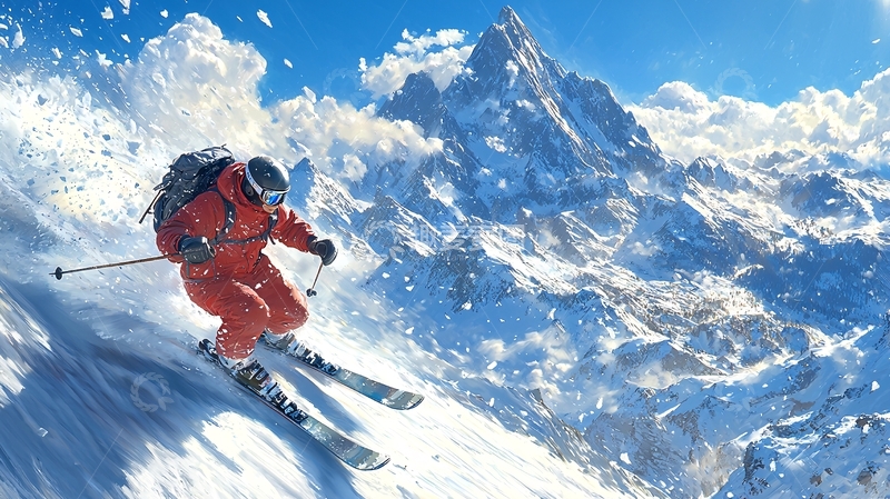 高清大图下载【趣麦麦图】雪山滑雪