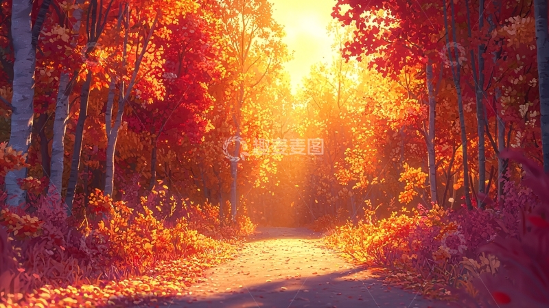 高清大图下载【趣麦麦图】秋日森林小路