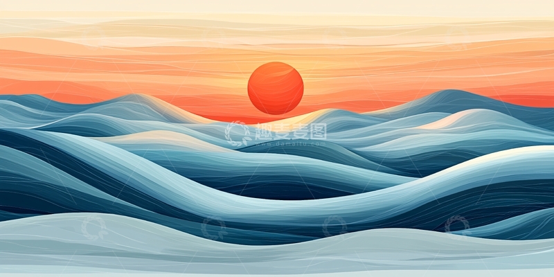 高清大图下载【趣麦麦图】日落海浪图