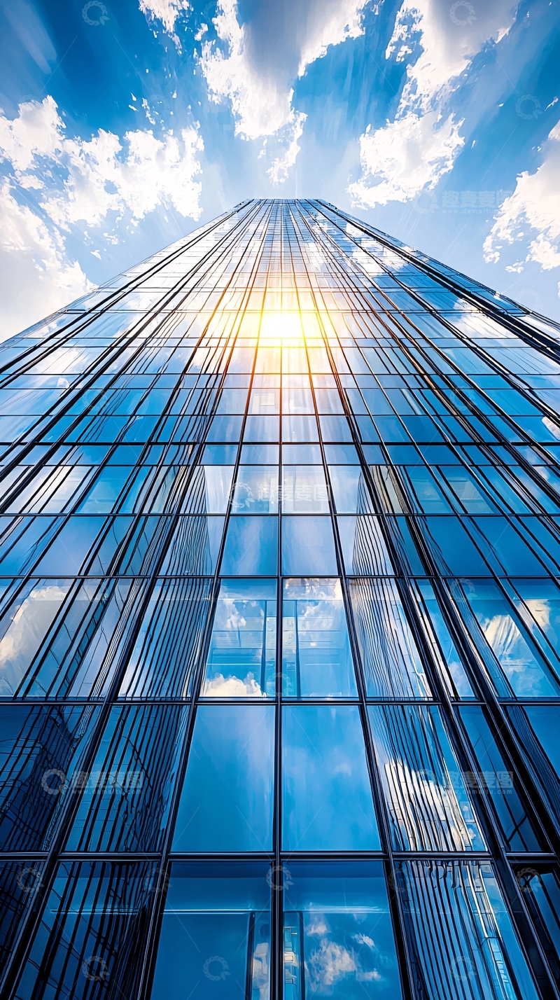 高清大图下载【趣麦麦图】蓝天白云下的摩天大楼