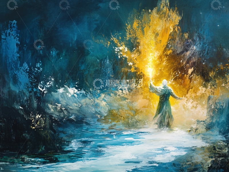 高清大图下载【趣麦麦图】黑暗中神秘人物燃起火焰