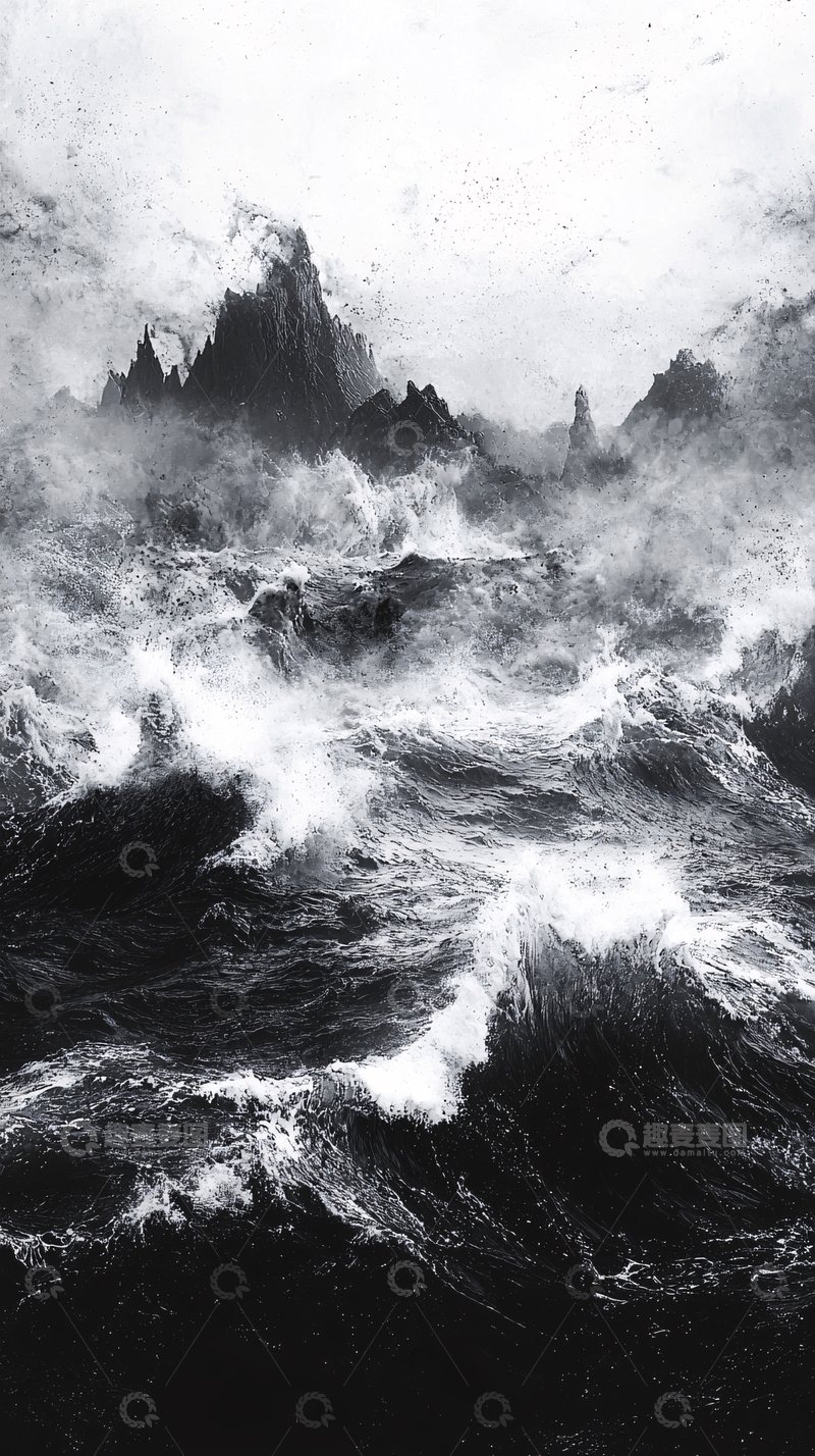 高清大图下载【趣麦麦图】暴风雨中的黑色孤岛