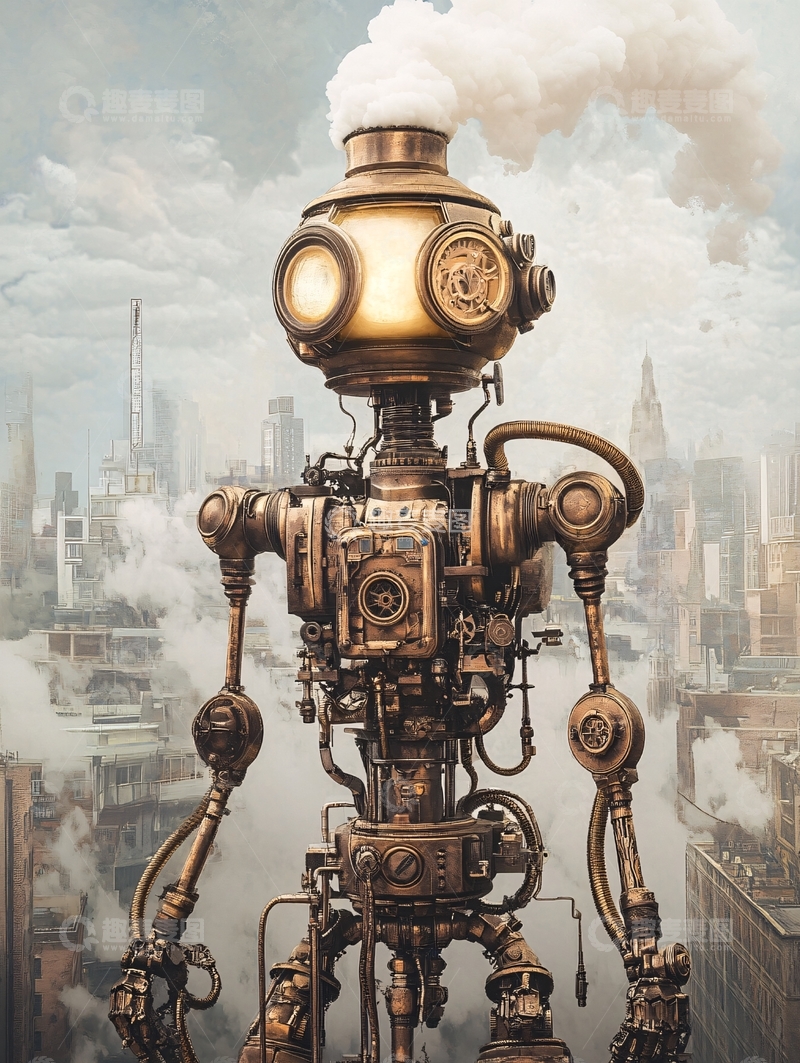 高清大图下载【趣麦麦图】蒸汽朋克机器人