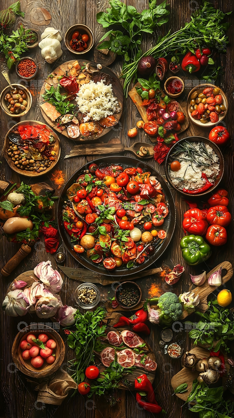 高清大图下载【趣麦麦图】丰富多彩的美食食材