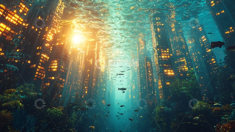 高清大图下载【趣麦麦图】水下城市