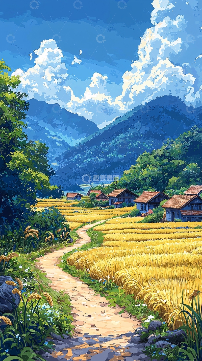 高清大图下载【趣麦麦图】田园风光动漫场景