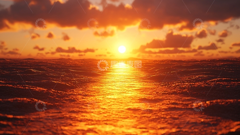 高清大图下载【趣麦麦图】夕阳西下海面景色