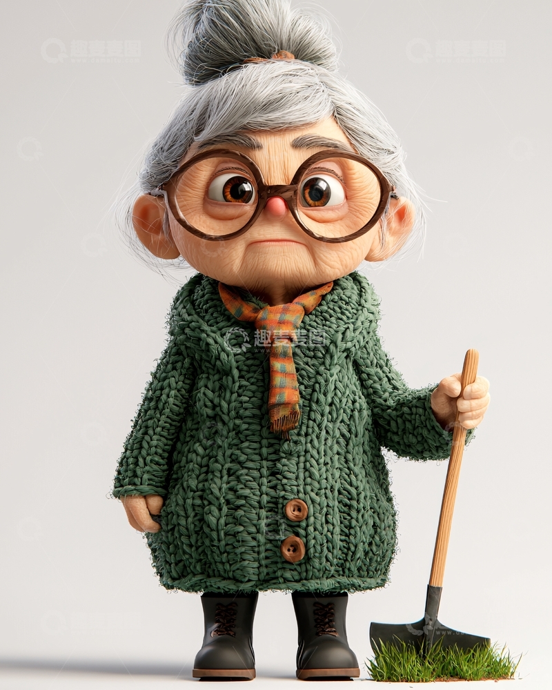 高清大图下载【趣麦麦图】卡通老奶奶