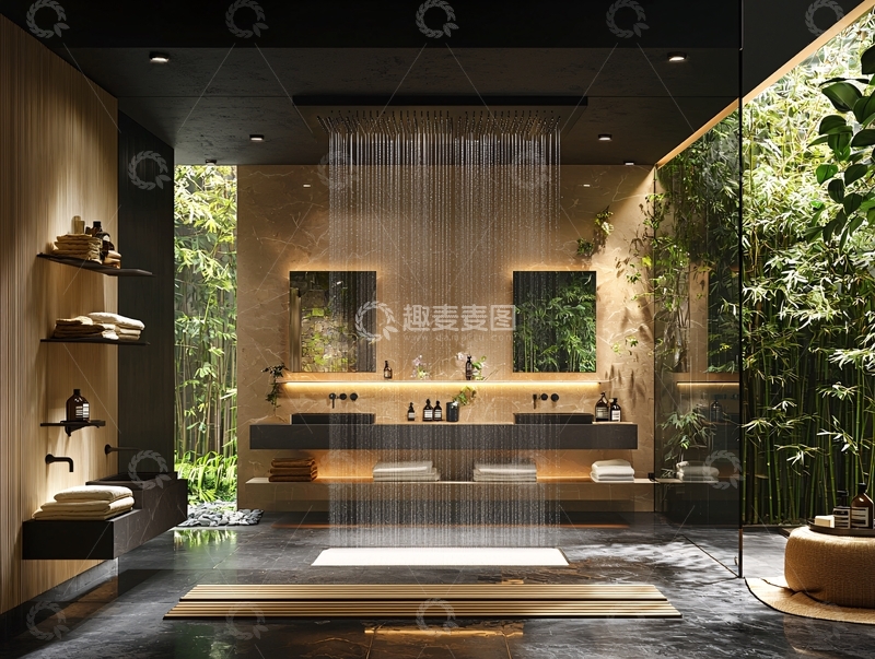 高清大图下载【趣麦麦图】奢华现代日式浴室设计