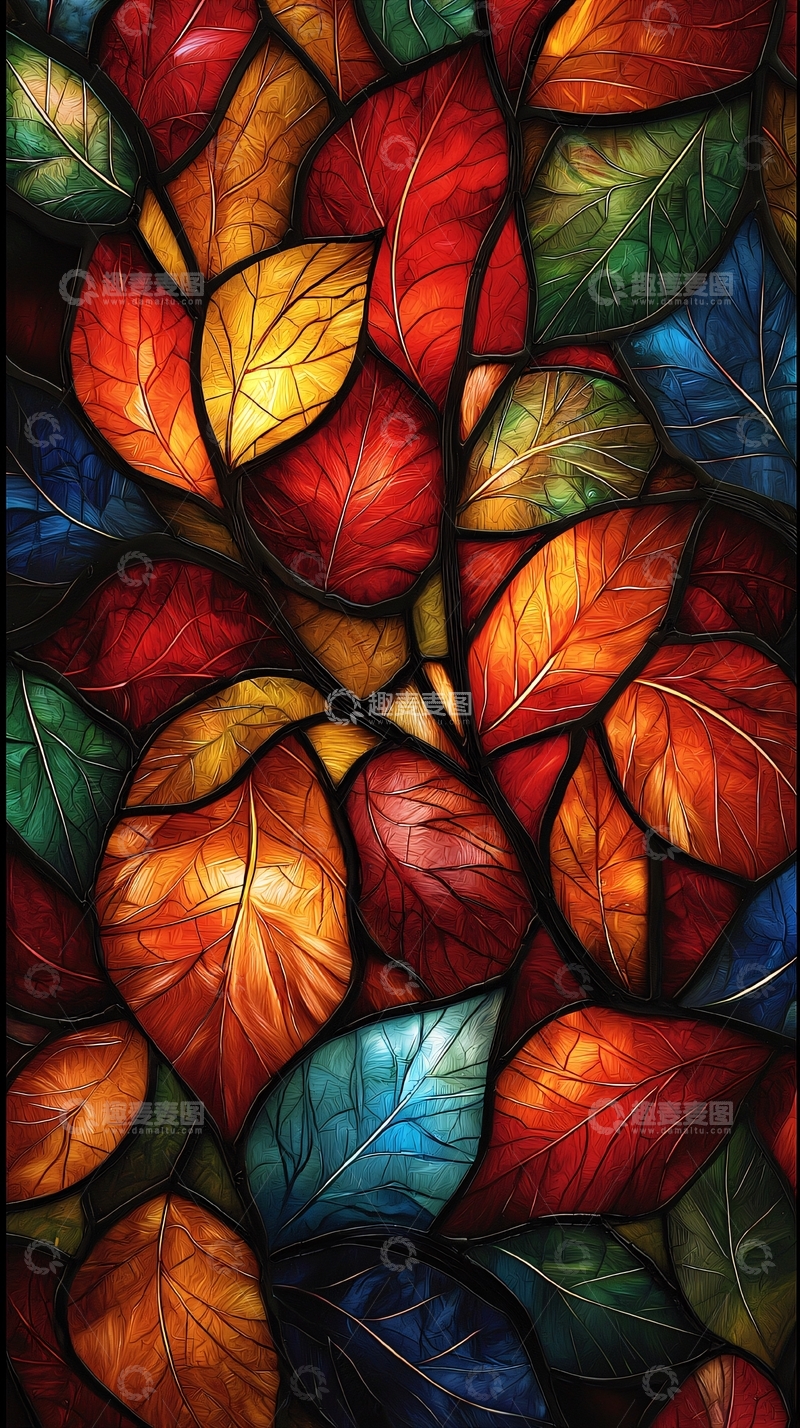 高清大图下载【趣麦麦图】-彩色树叶