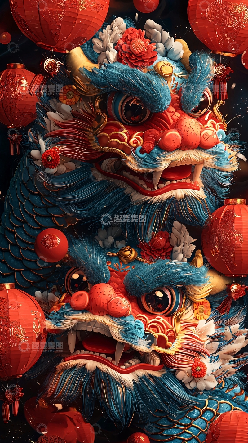 高清大图下载【趣麦麦图】舞狮