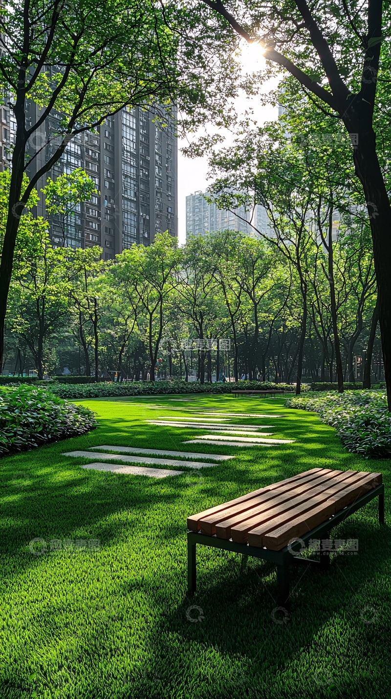 高清大图下载【趣麦麦图】绿地公园长椅