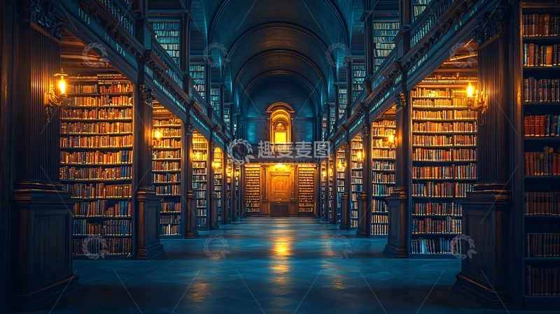 高清大图下载【趣麦麦图】古老图书馆长廊