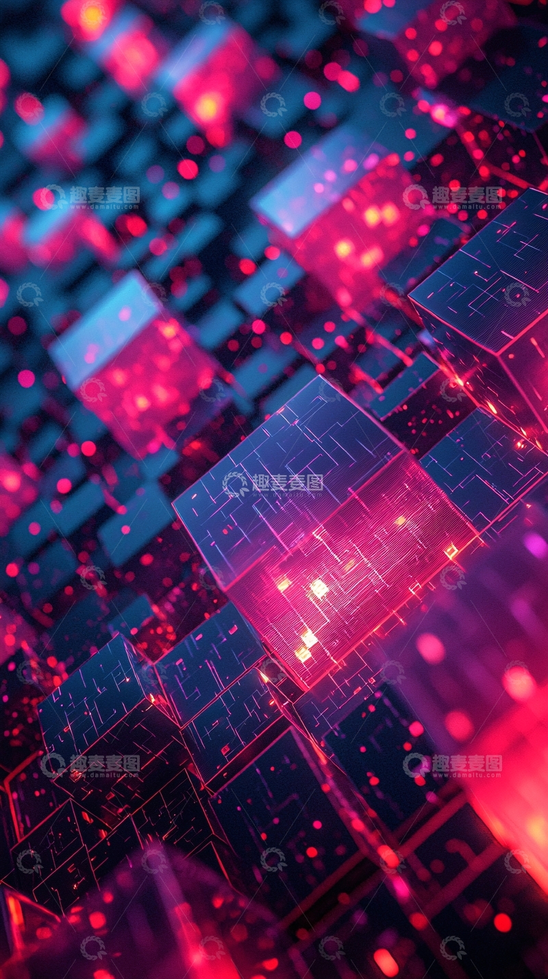 高清大图下载【趣麦麦图】未来科技感方块闪耀
