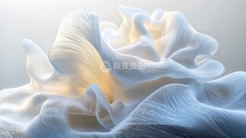 高清大图下载【趣麦麦图】轻柔飘逸的白色流体