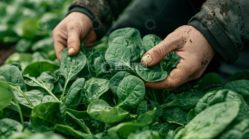 高清大图下载【趣麦麦图】双手捧着新鲜菠菜