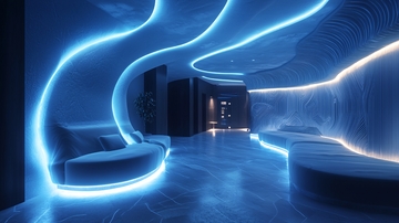 蓝色梦幻流线型空间