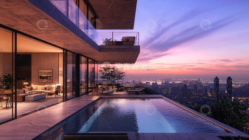 高清大图下载【趣麦麦图】现代高端别墅夜景