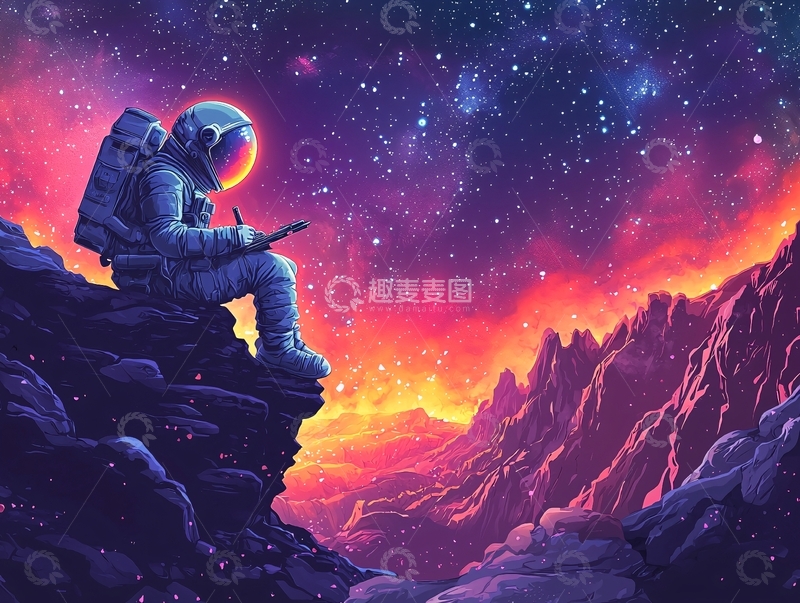 高清大图下载【趣麦麦图】太空宇航员写生