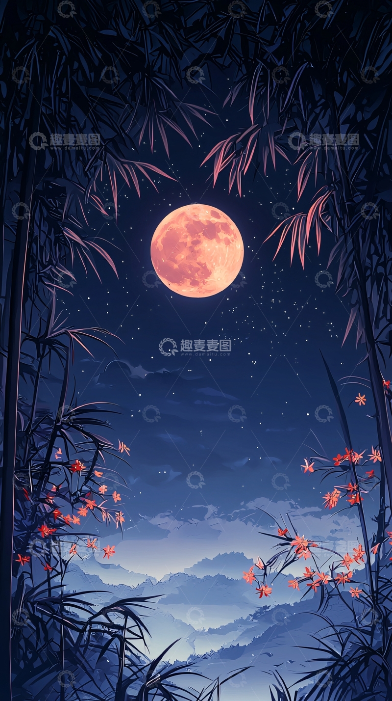 高清大图下载【趣麦麦图】粉色月亮