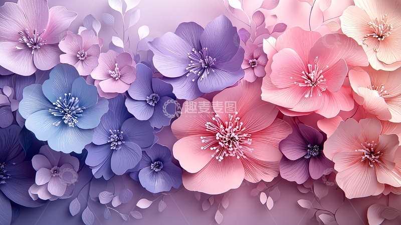 高清大图下载【趣麦麦图】粉色紫色纸花背景