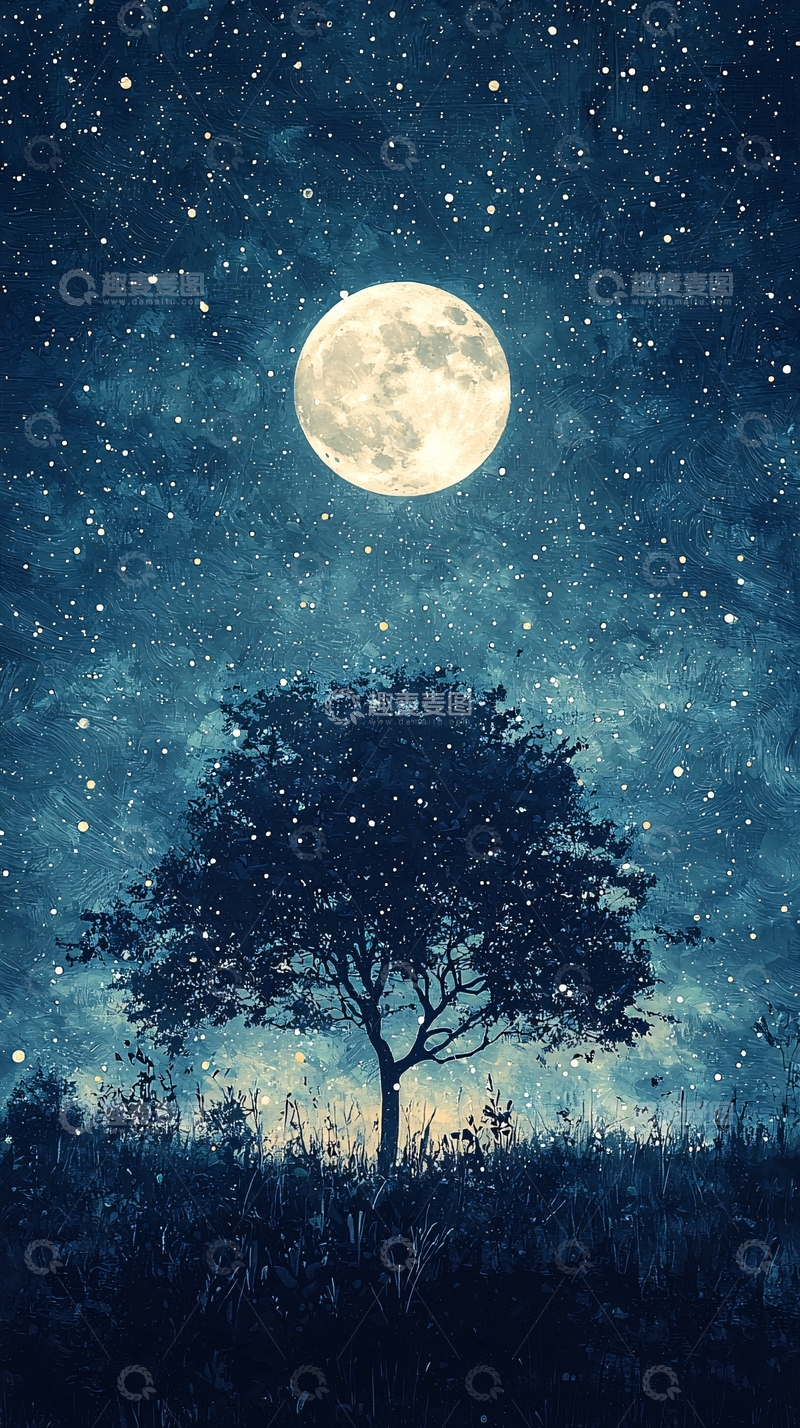 高清大图下载【趣麦麦图】星空下的树