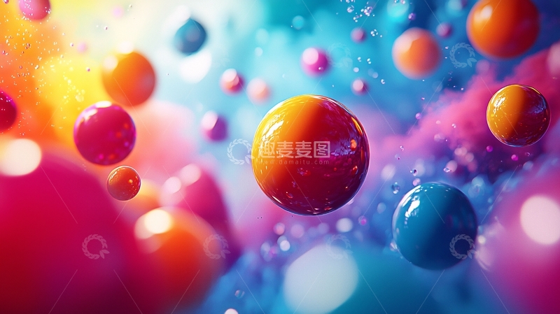 高清大图下载【趣麦麦图】彩色水彩风格球体
