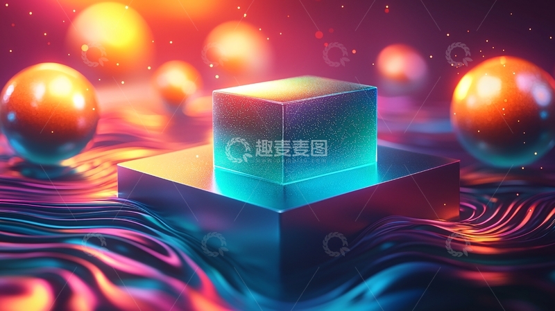 高清大图下载【趣麦麦图】炫彩几何体背景