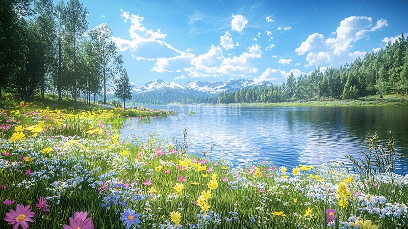 高清大图下载【趣麦麦图】春意盎然的湖边野花