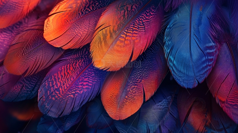 高清大图下载【趣麦麦图】彩色羽毛特写