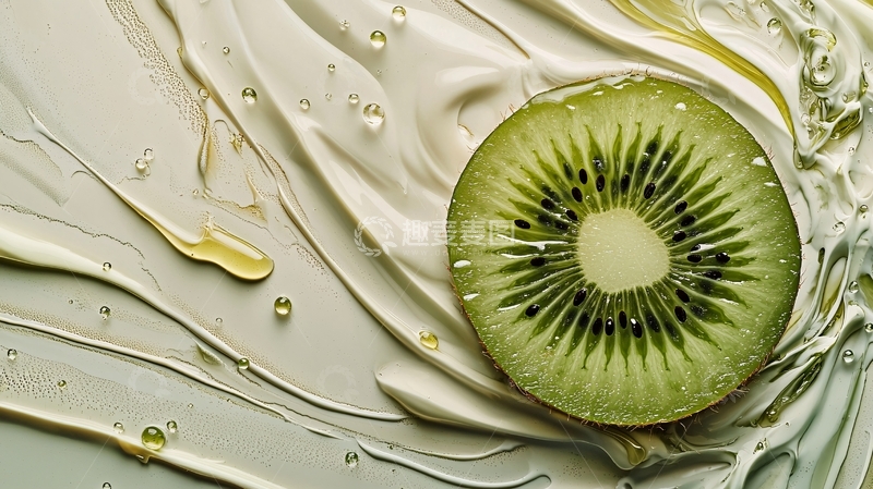 高清大图下载【趣麦麦图】猕猴桃切片奶油背景