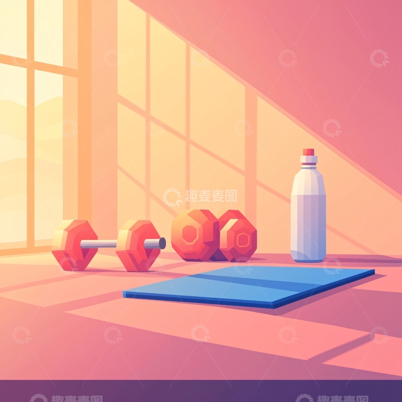 高清大图下载【趣麦麦图】健身房晨练