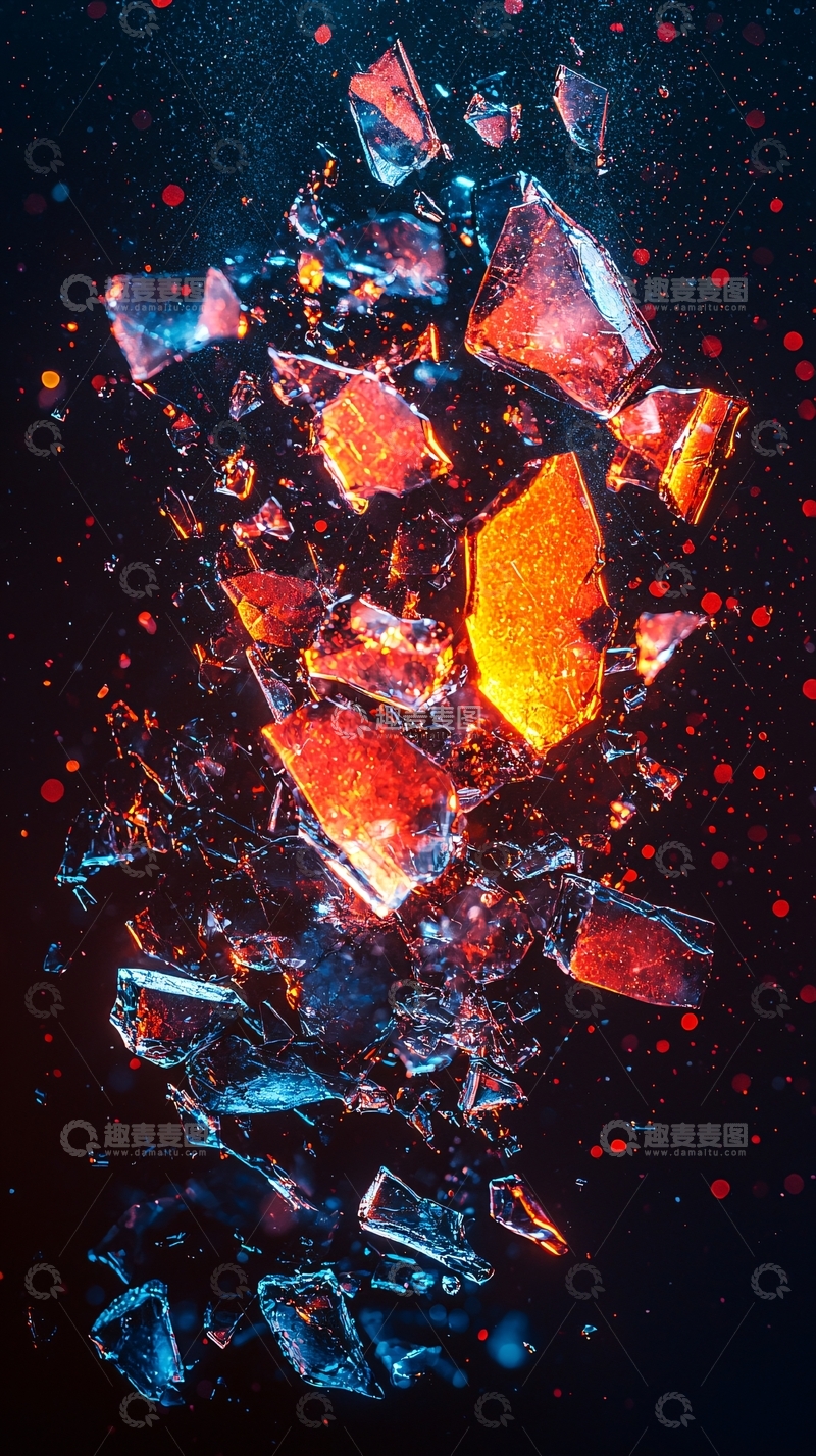 高清大图下载【趣麦麦图】破碎的彩色玻璃碎片