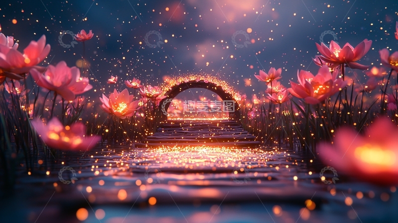 高清大图下载【趣麦麦图】梦幻萤火花田