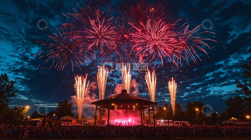 高清大图下载【趣麦麦图】绚丽多彩的烟火表演