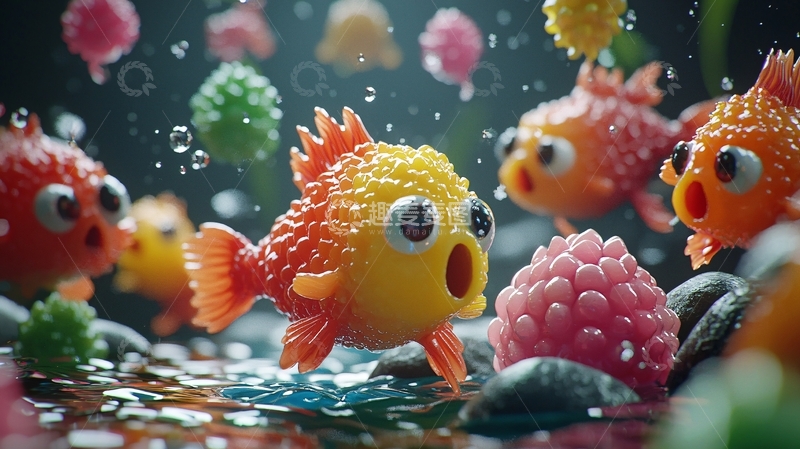 高清大图下载【趣麦麦图】卡通鱼群