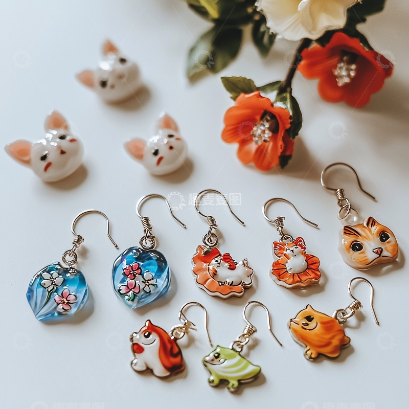 高清大图下载【趣麦麦图】可爱动物陶瓷耳环