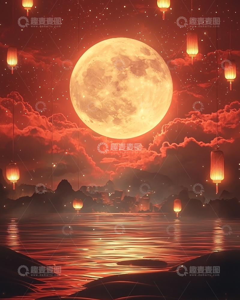 高清大图下载【趣麦麦图】红月