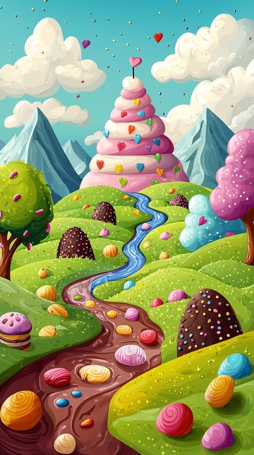 糖果乐园卡通插画