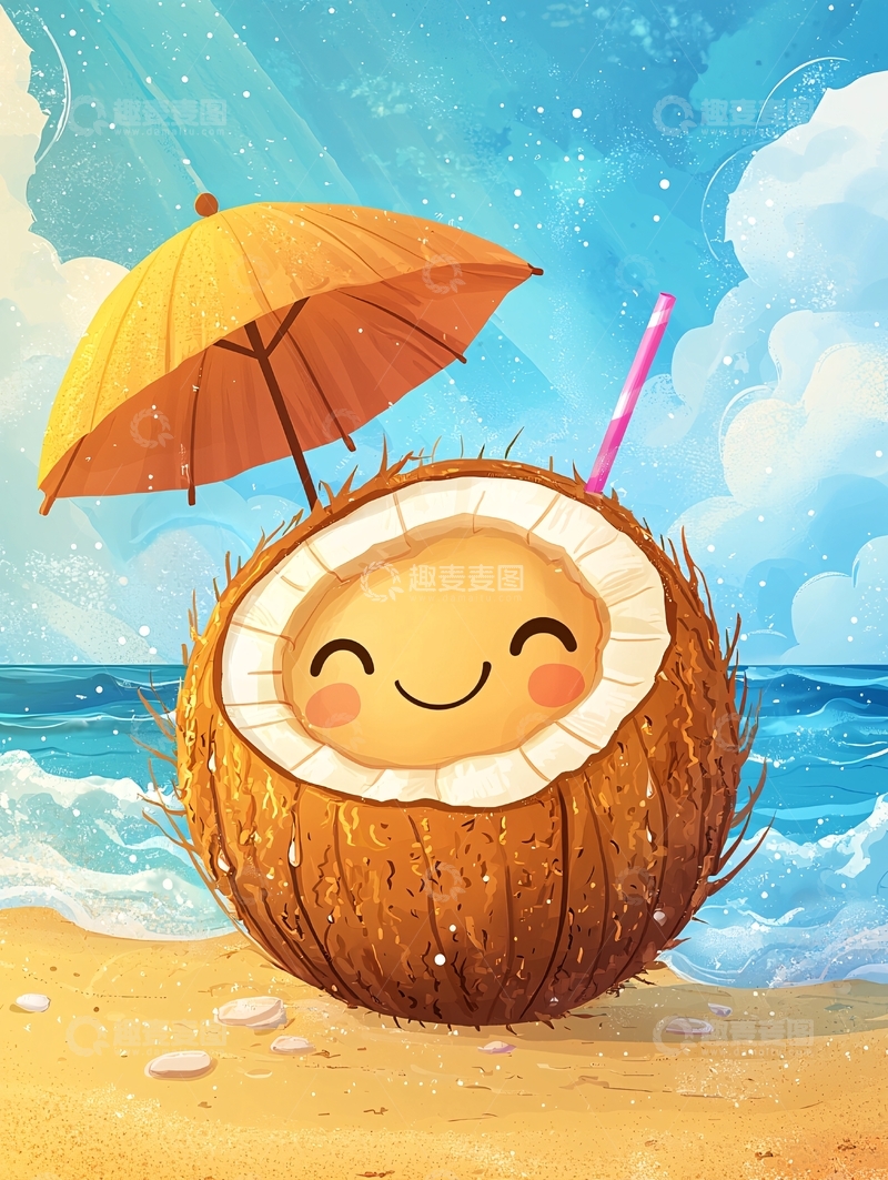 高清大图下载【趣麦麦图】卡通椰子