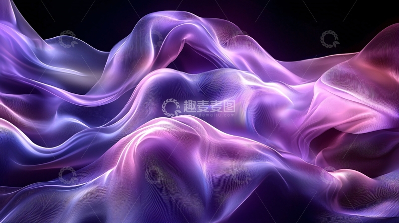 高清大图下载【趣麦麦图】紫色流体抽象波浪