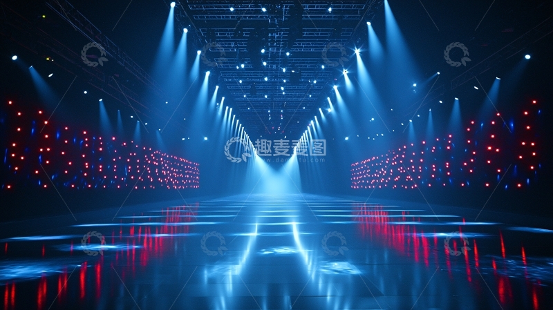 高清大图下载【趣麦麦图】蓝色灯光下的舞台表演空间