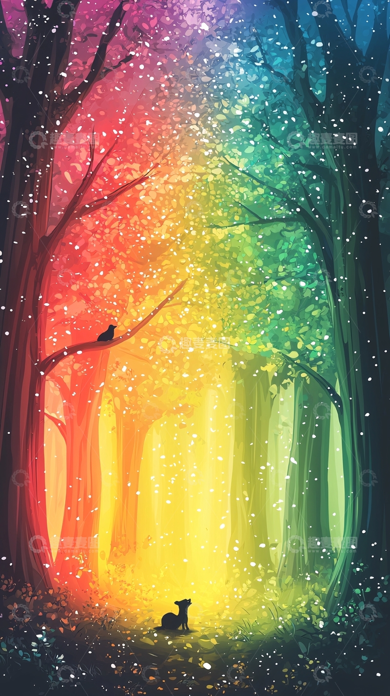 高清大图下载【趣麦麦图】彩虹森林