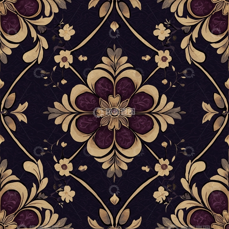 高清大图下载【趣麦麦图】复古花纹背景