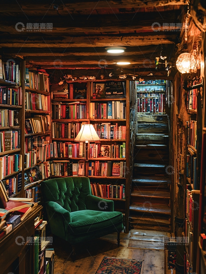 高清大图下载【趣麦麦图】复古书店的温馨角落