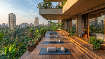 城市景观阳台瑜伽馆