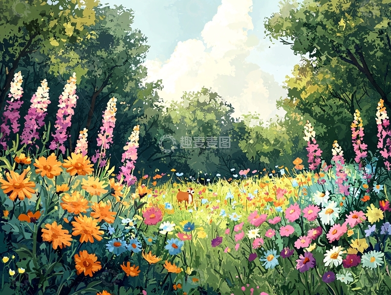 高清大图下载【趣麦麦图】森林花田