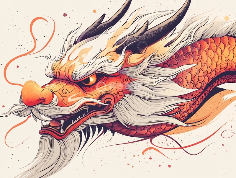 高清大图下载【趣麦麦图】水墨写意龙首图